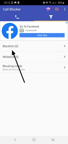 Call blocker -Blacklist