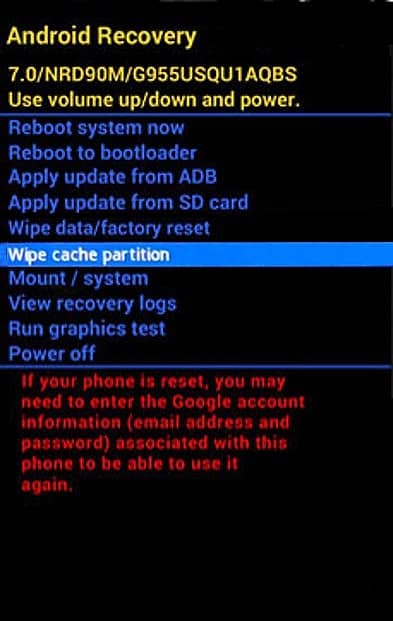 wipe cache partition