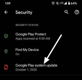 Google play system update in S22