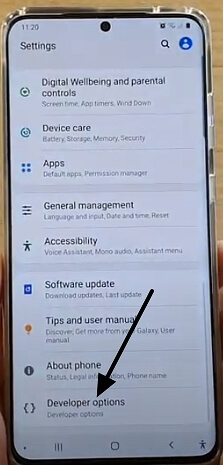 Developer options in Samsung Galaxy S20
