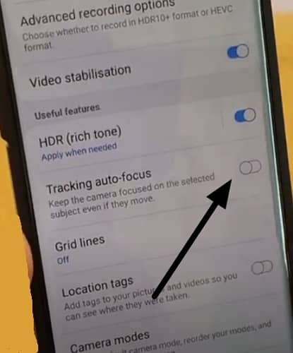 Disable tracking auto focus in Galaxy S22