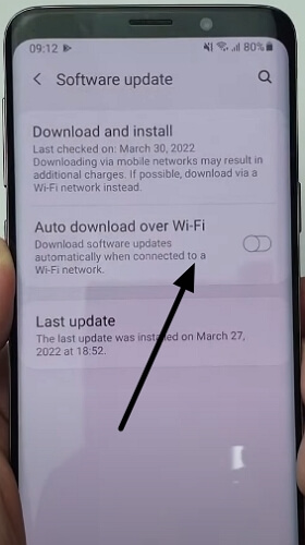 turning off auto download software update in Samsung S20