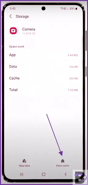Camera app- clear app data