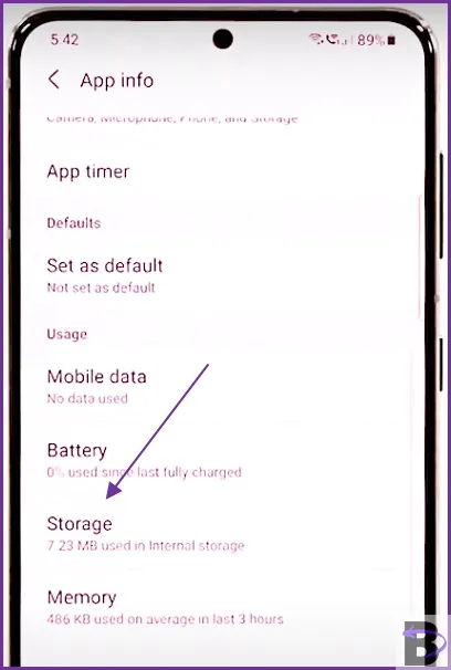 Galaxy S21 Camera app - Storage settings