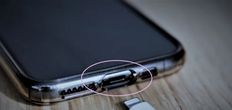 Charging port of a smartphone