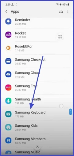 Apps - Samsung keyboard