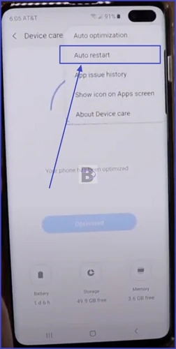 Auto restart option on device care