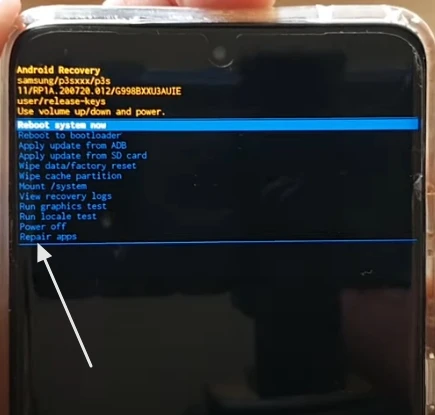 Repair apps - samsung galaxy recovery mode