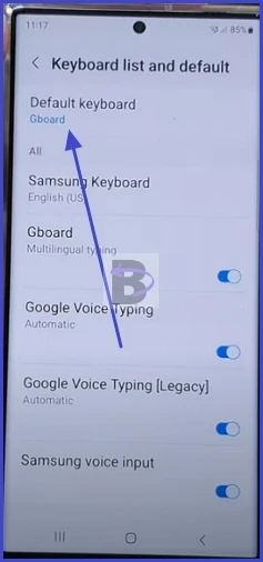 keyboard list and default