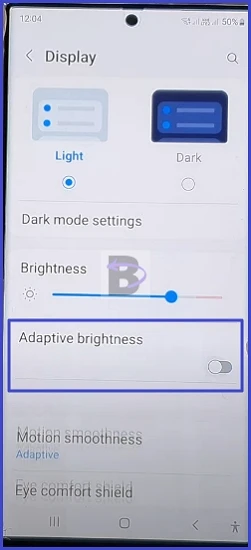 Turn off Adaptive brightness