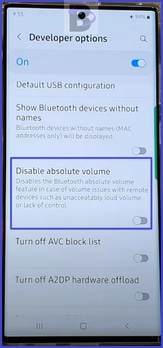 disable absolute volume