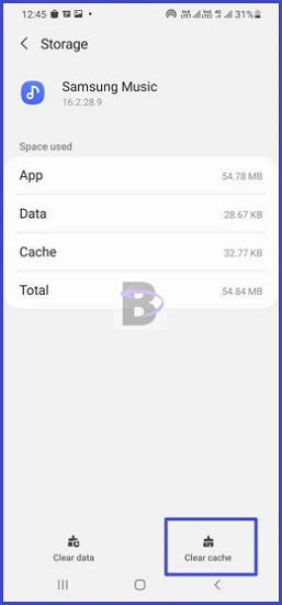 Clear Samsung Music app cache