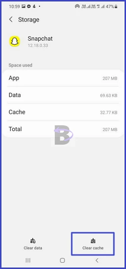 Clear Snapchat app cache