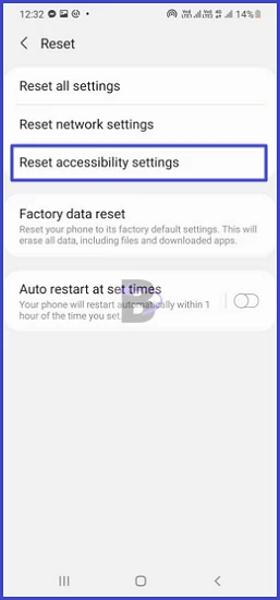 Reset accessibility settings