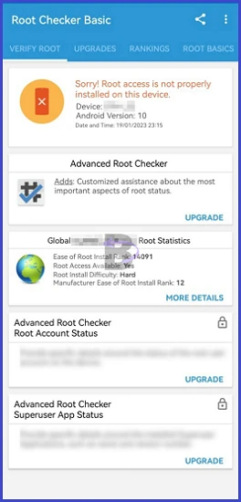 Root checker results