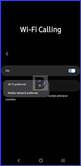 Switching to Wi-Fi preferred in WiFi calling