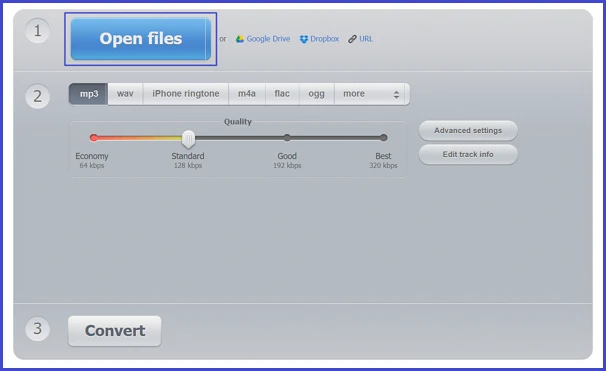 online audio convertor open files