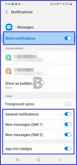 Allow Message notifications