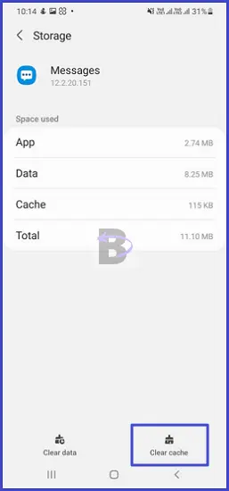 Clear message app cache