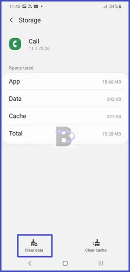 Clear the data of call app