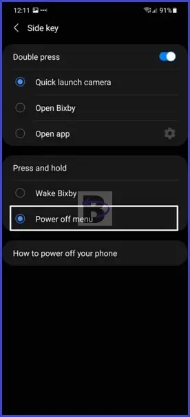 Change side key from wake bixby to power off menu