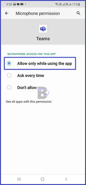 Teams allow microphone permission