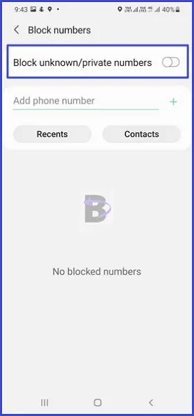 Turn off block unknown numbers