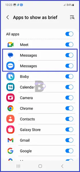 Allow messages app in notification pop-up style