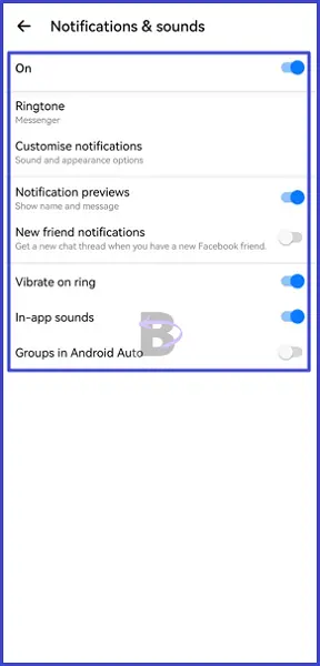 Enable in-app notifications in Messenger
