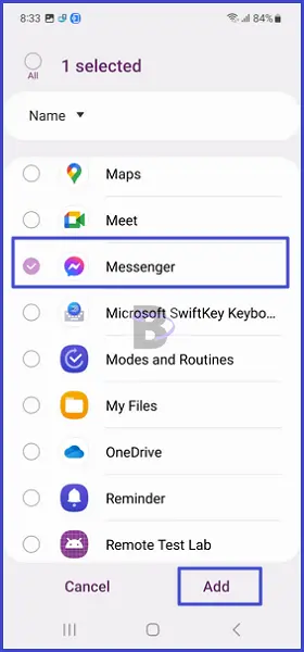 Selecting messenger app to add