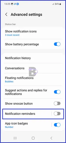 Turn off notification reminders