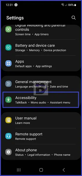 Accessibility settings black and white