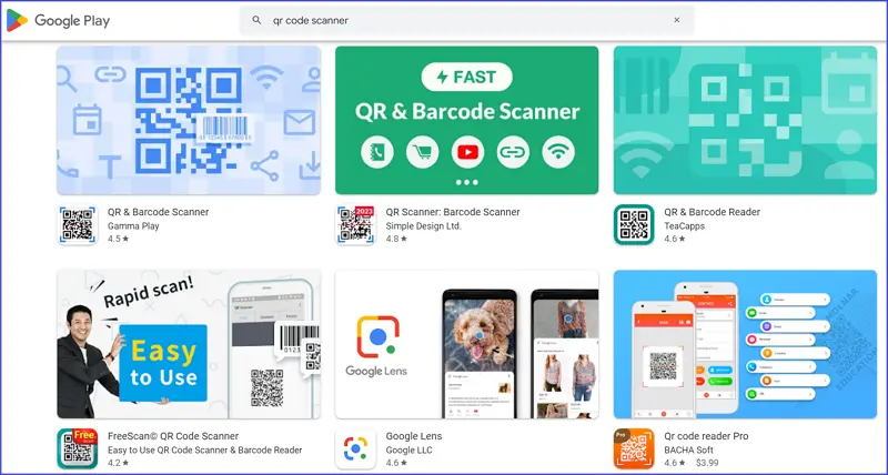 Third-party qr code scanning apps