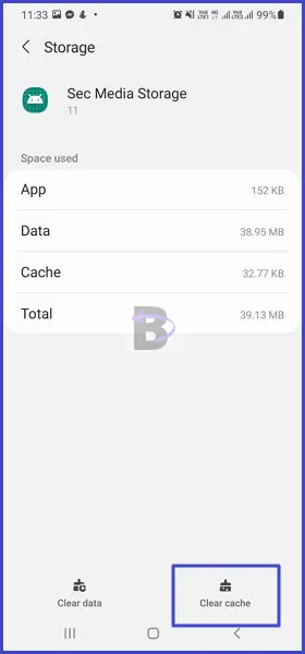 Clear Sec Media Storage cache