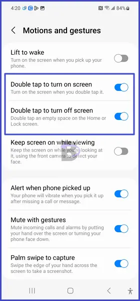 Double tap to turn on and turn off device