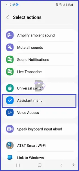 Enable assistant menu