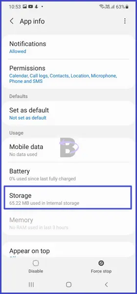 Android auto app storage