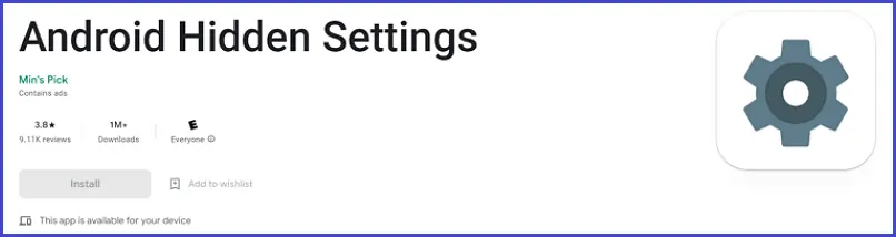 Android hidden settings on playstore