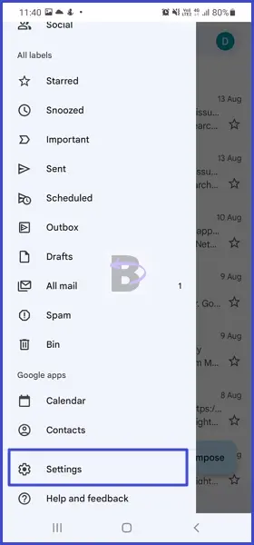 Gmail settings