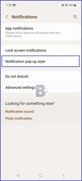 Notification pop-up style