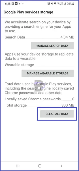 Google play services - clear all data