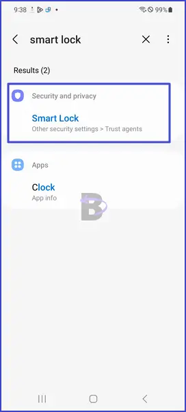 Smart lock in search results