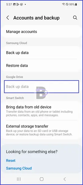 Back up data (google drive)