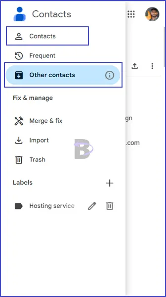 Contacts and other contacts in google contacts