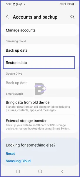 Restore data samsung cloud