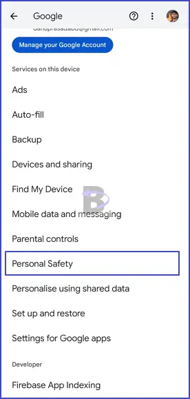 Google settings - personal safety