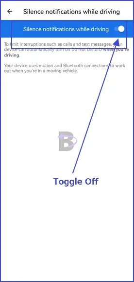Turn off 'silence notifications while driving'
